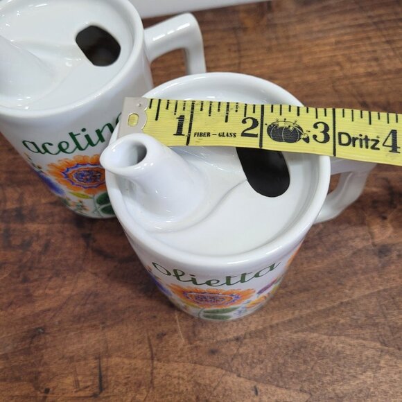 Vintage Ancienne Porcelain Floral Oil/Vinegar Containers with Spout - Picture 8 of 8